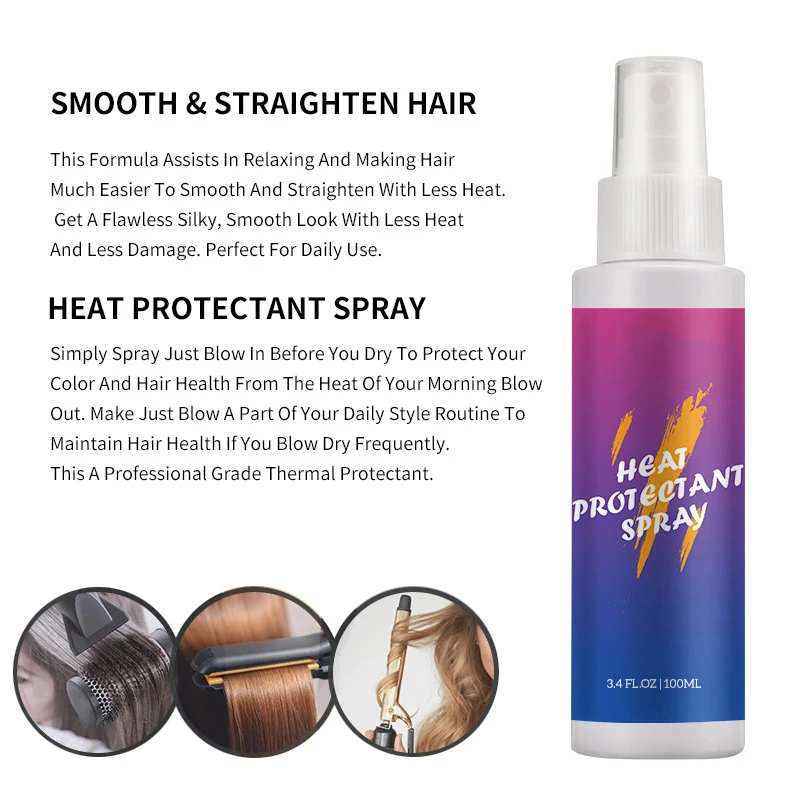 Spray protector de calor para el cuidado del cabello, 10 botellas, Spray protector de calor para hacer el cabello brillante, hidratante, logotipo personalizado para pequeña empresa