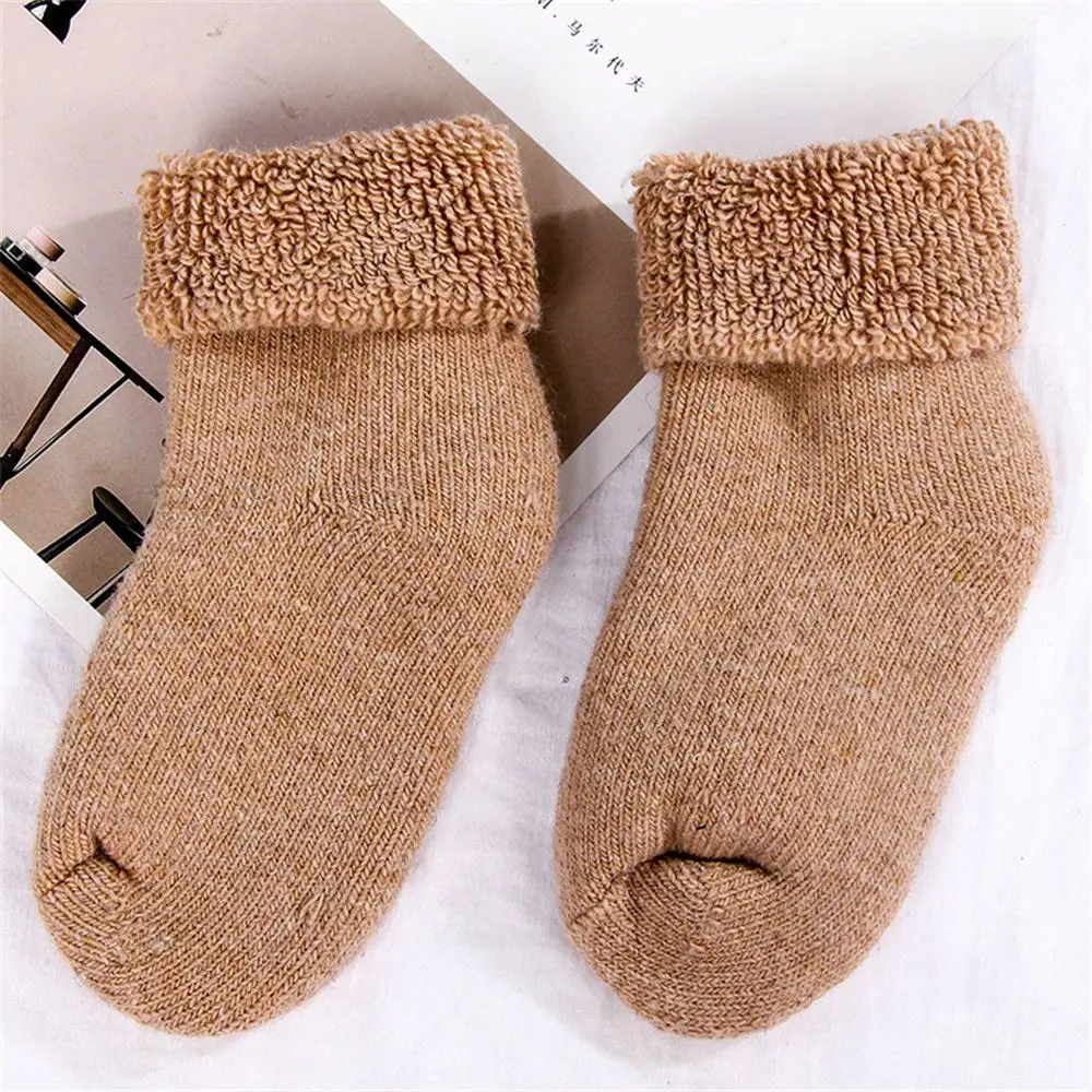Winter Candy Colors Soft Thick Warm  Woolen Socks Snow Floor Socks Childen  Stocking