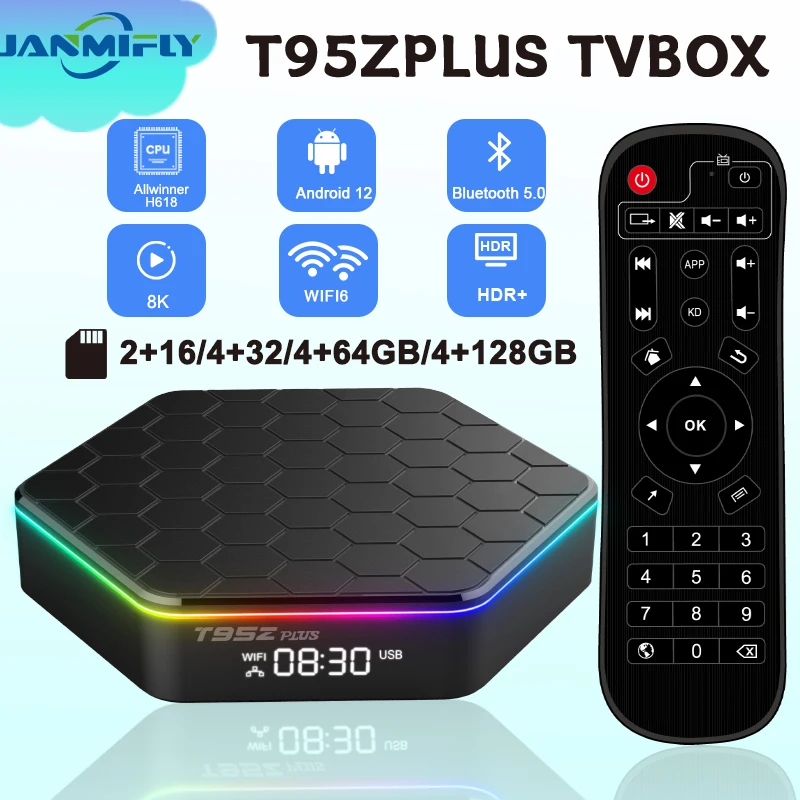 Original 8K Ultra HD WIFI6 T95ZPLUS TV Box with Artificial Intelligence Support TV Search Function Dual-band WiFi BT Set-top box