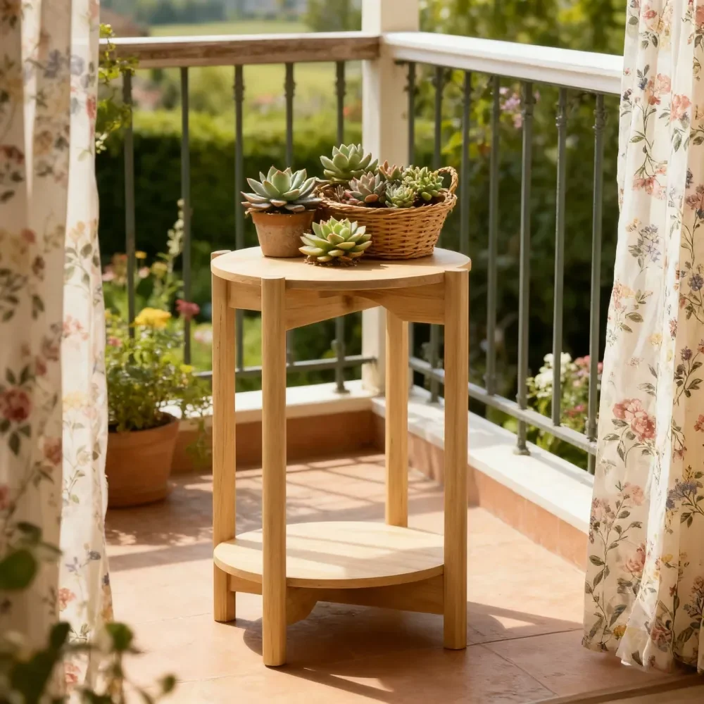 

Современный приставной столик с тумбой для хранения, отделка из натурального тика