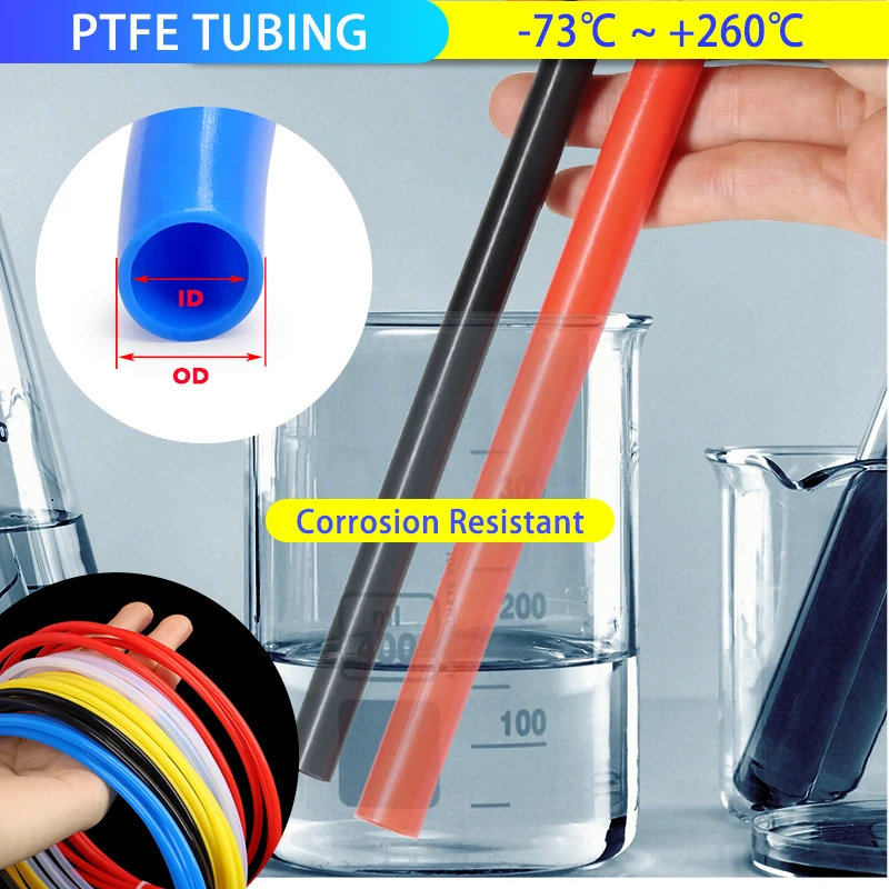 

1/2/5/10M PTFE FEP Tube 3D Printer Accessories 600V 3KV ID 1 2 2.5 3 4 5 6 7 8 10mm High Temperature F46 Insulated Rigid Pipe