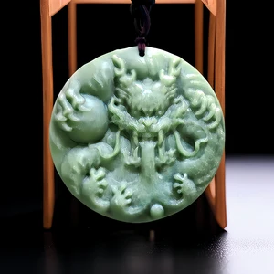 Natural Real Jade Dragon Pendant Necklace Gift Stone Gifts for Women Men Talismans Vintage Amulet Fashion Charm Carved Jewelry