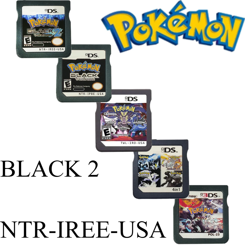 USA DS Video Game Cartridge (R4 Memory Card Version) Pokemon HeartGold SoulSilver Black White for NDS/2DS/3DS/NDSL