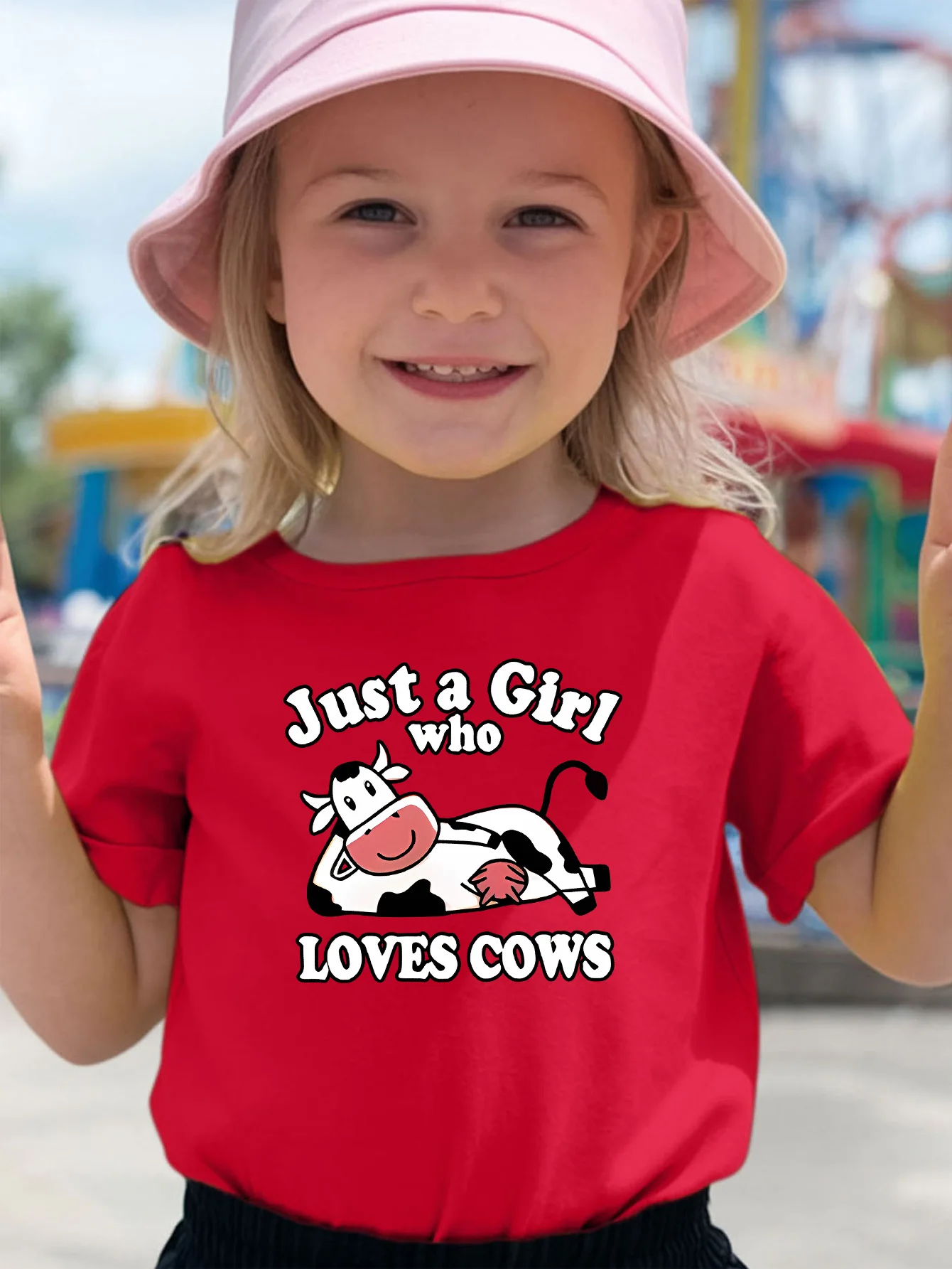Lovely Lazy Cow Lettering Art Print Kids Tee Boys Girls Family Match Cotton Crew Neck Short Sleeve Soft Summer Casual Kid Wear