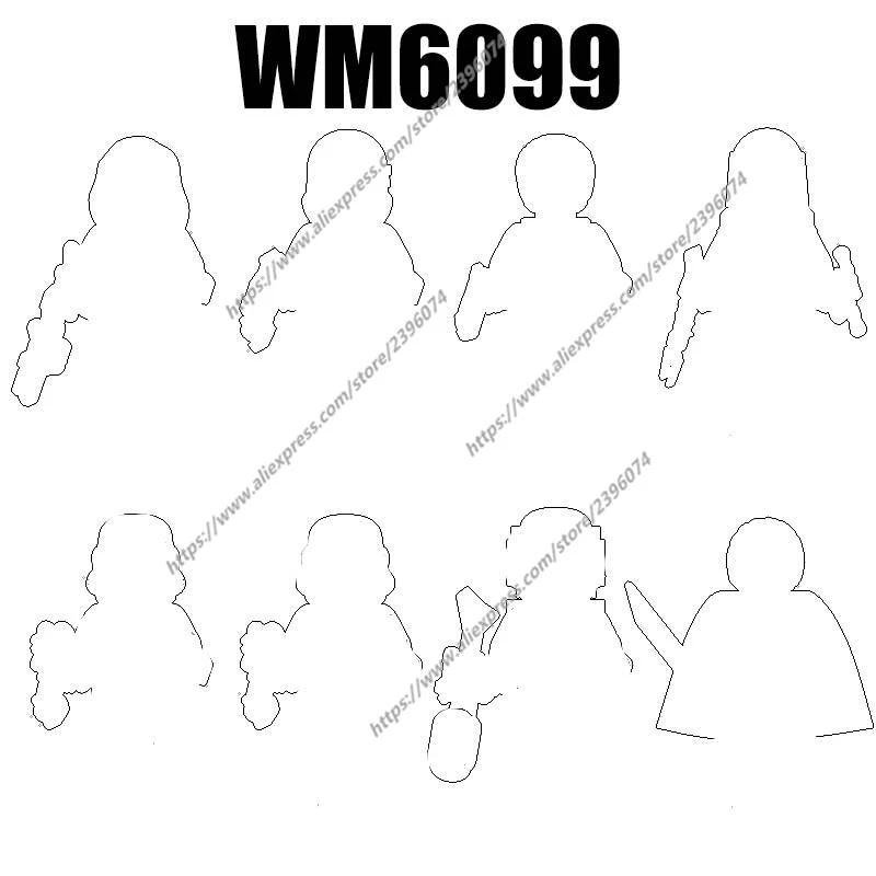 Wm6099 figuras de ação acessórios do filme blocos de construção tijolos brinquedos wm2033 wm2034 wm2035 wm2036 wm2037 wm2038 wm2039 wm2040