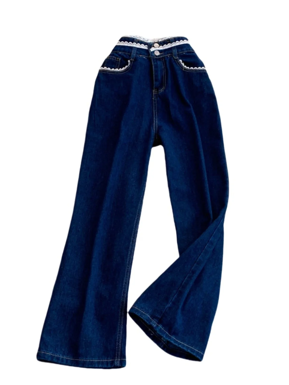 

Blue High Waist Wide Leg Straight Cut Jeans Women plus Size Pear ape Body Pants Autumn New Arrival Casual Comfortable Denim