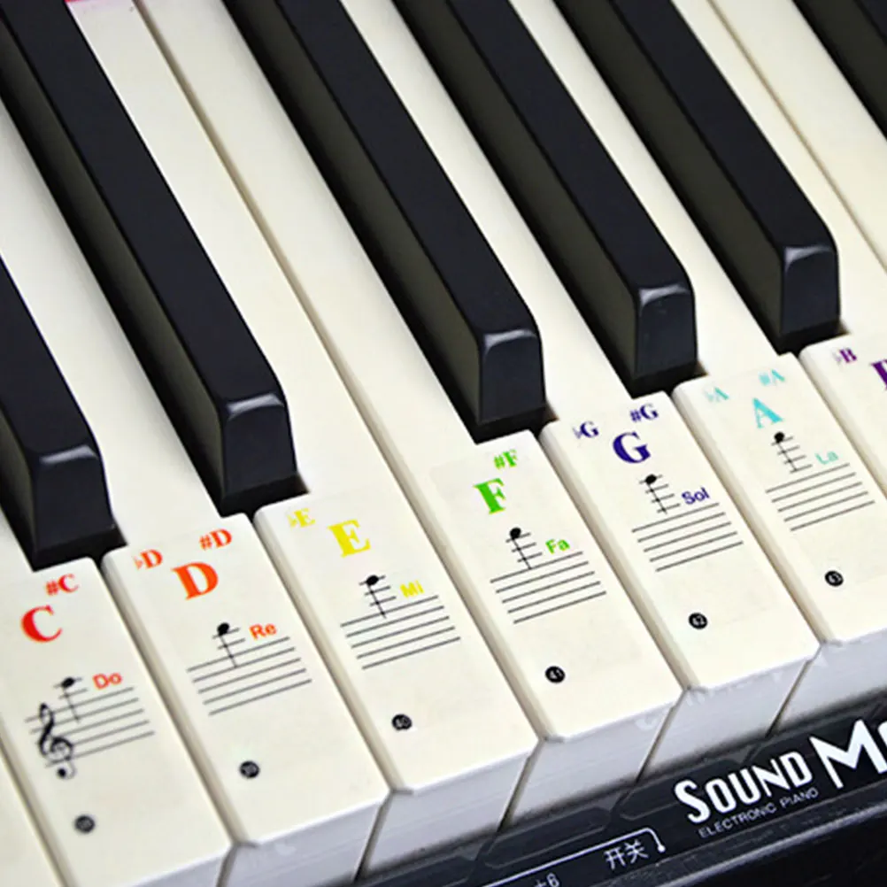 

3 Pcs Piano Stickers Accessories Introductory Staff Colorful Beginner Decals for Keyboard