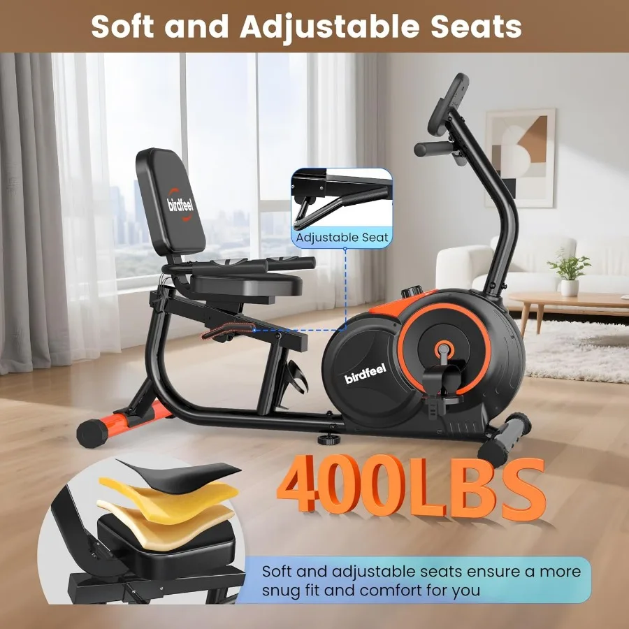 Recumbent Exercise Bike for Home Use: Ideal for Adults and Seniors Seeking Low-Impact Workouts Features a Robust Load Capacity