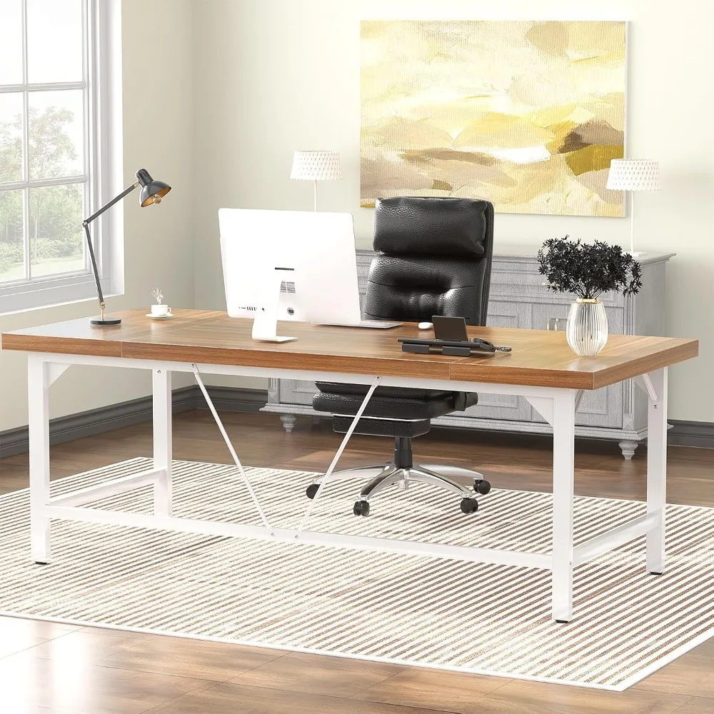 

70.8 Inch Extra Long Computer Desks, Heavy Duty Large Office Executive Desk, Sturdy 2 Person Desk, Premium Thick Study Writing