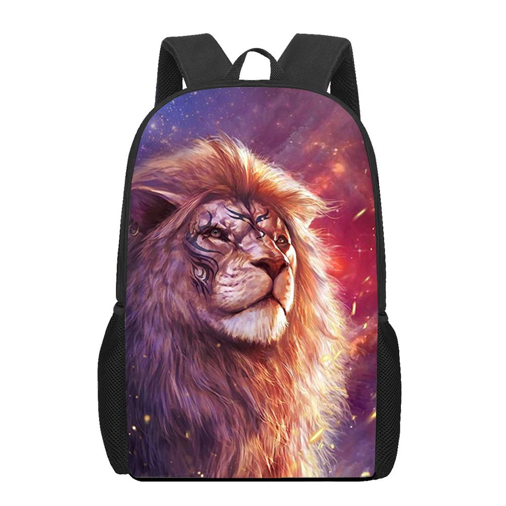 Ferocious Lion Illustration Backpack Students Book Bag Girls Boys Kids Casual Backpack Teenager Daily Backpack Travel Rucksack