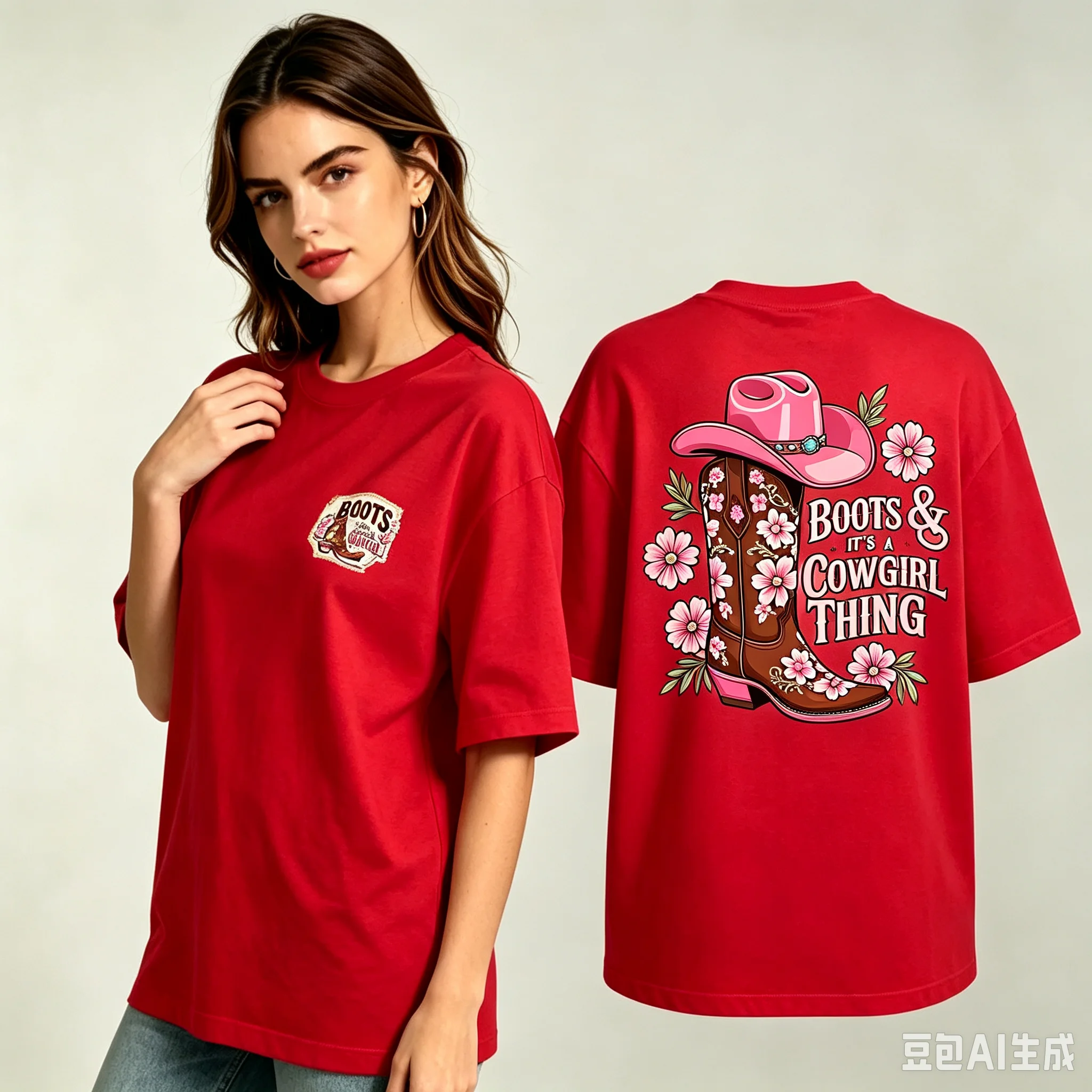 Women Boots & a Cowgirl Thing Print T-Shirt 100% Cotton Regular Fit Short Sleeve Tee Western Country Festival Casual Top