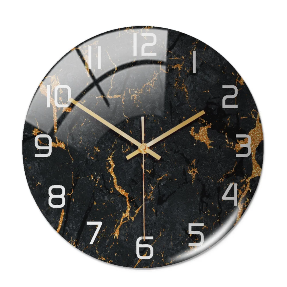 30CM Silent Round Marble Wall Clock