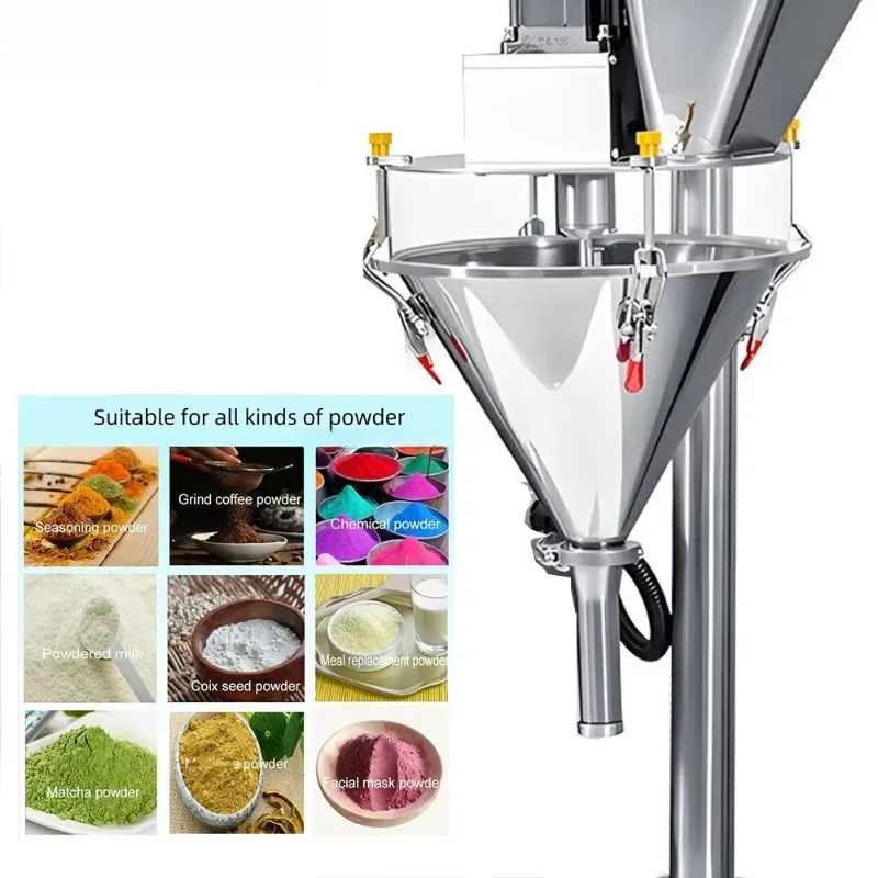 Semi-Automatic Electric Screw Powder Filling Machine High Accuracy For Milk Seasoning Chili Tea Grain Sachet Bag Bottle
