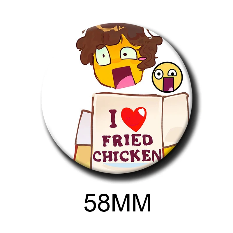 I Love Fried Chicken Shedletsky Anime Soft Button Pin Game Character Badge Round Brooch Bag Clothes Hat Decoration Gifts 58mm