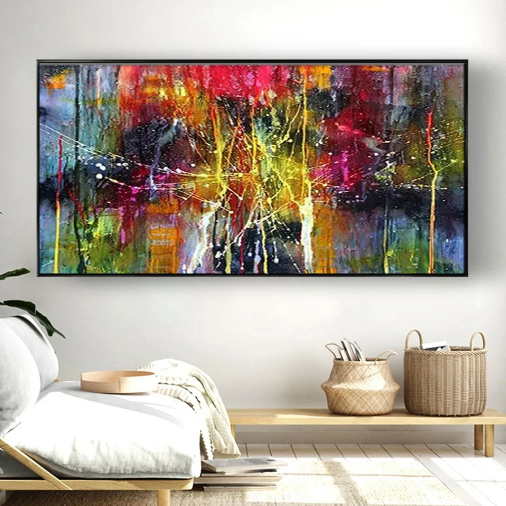 

Bright Wall Art Picture Handmade Oil Painting Abstract Texture Canvas Poster Large Mural Decor Living Room Bedroom Porch Hotel