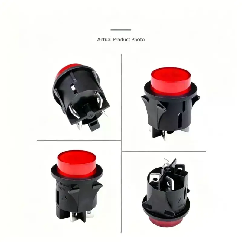 Red Illuminated Push Button Switch Durable Plastic Housing Easy Install for DIY Electronics Project Circuit Control