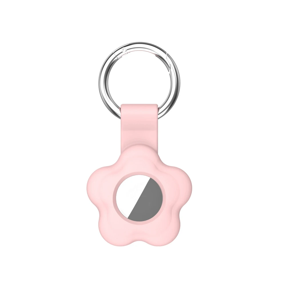 Flower Durable Anti-Scratch Anti-Lost Sleeve Keychain Case For Apple AirTag Pet Location Tracker Soft Silicone Protective Cover