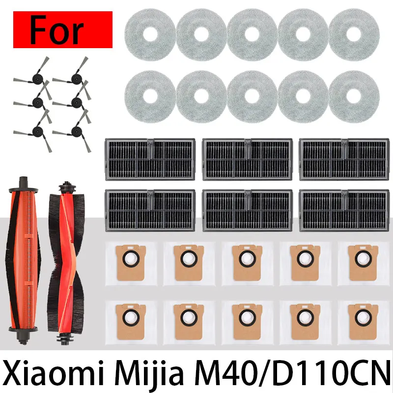 voor Xiaomi Mijia M40 D110CN stofzuiger vervangende onderdelen, rolborstel, randborstel, filter, vod, stofzak,