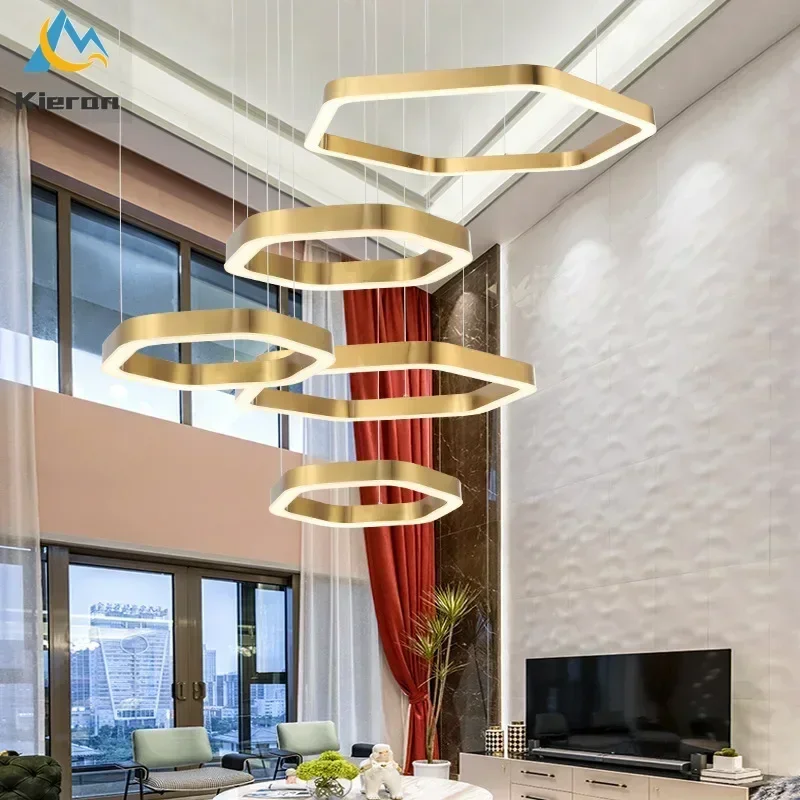 

Nordic Modern Hexagonal LED Chandelier Bedroom Study Office KTV Bedside Pendant Lamp Living Room Decoration Alloy Pendant Lights