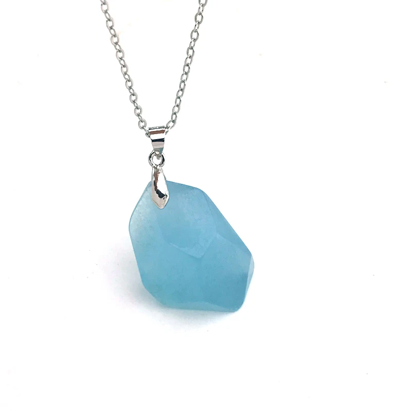 CSJ Trendy Natural Aquamarine Pendants Sterling 925 Silver Morganite Raw Gemstone Necklace for Women Party Gift Hexagonal Prisms - Image 6