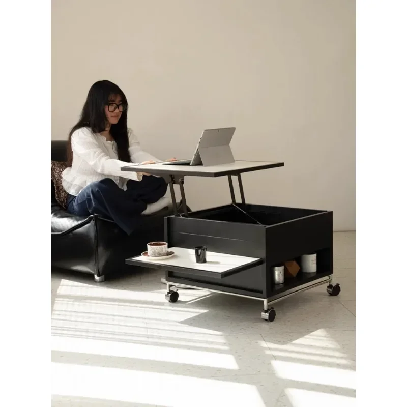 Mobile lift coffee table solid wood