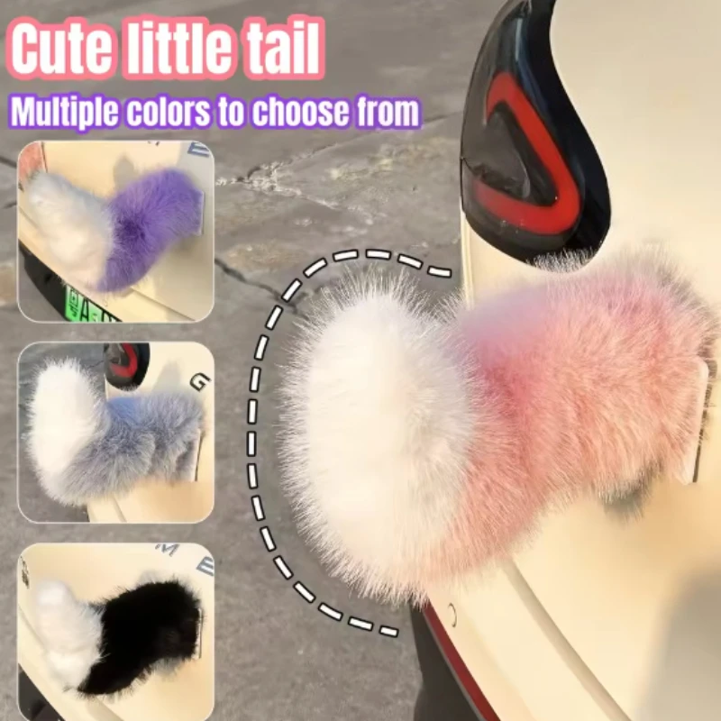 Sound-Activated Electric Plush Tail with Remote Control Moving Swinging Decorative Tail for Car Interior Auto Accessories