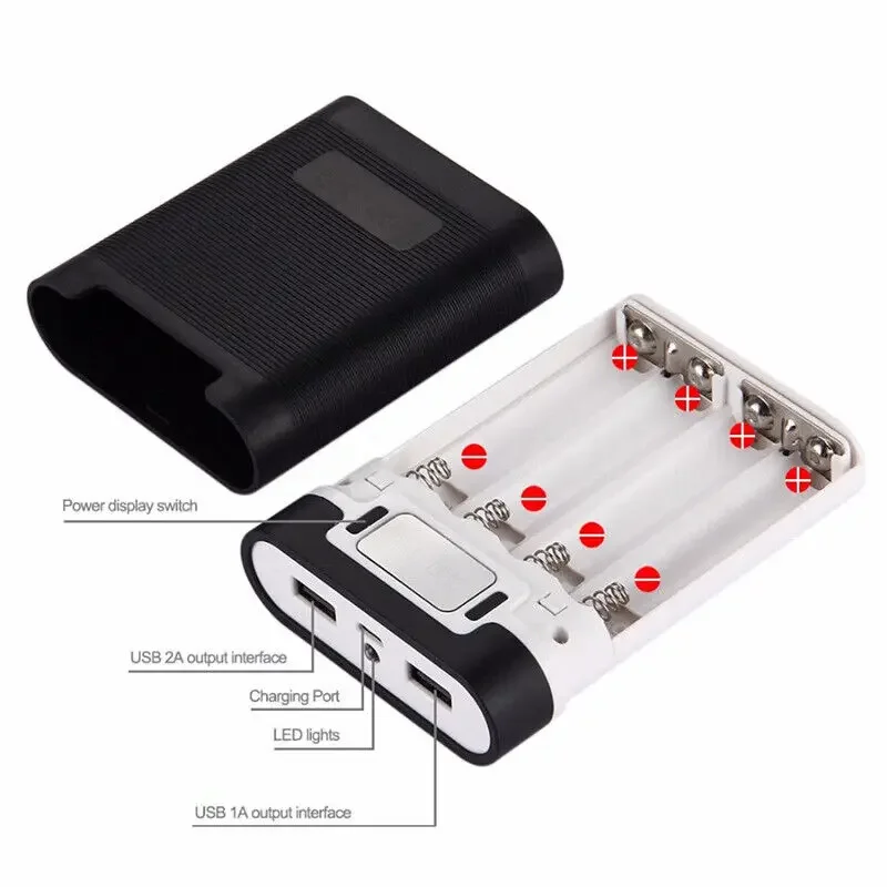 4*18650 Battery Holder Portable Power Bank Case Without Battery 5V Dual USB Output Powerbank DIY Shell 18650 Battery Storage Box