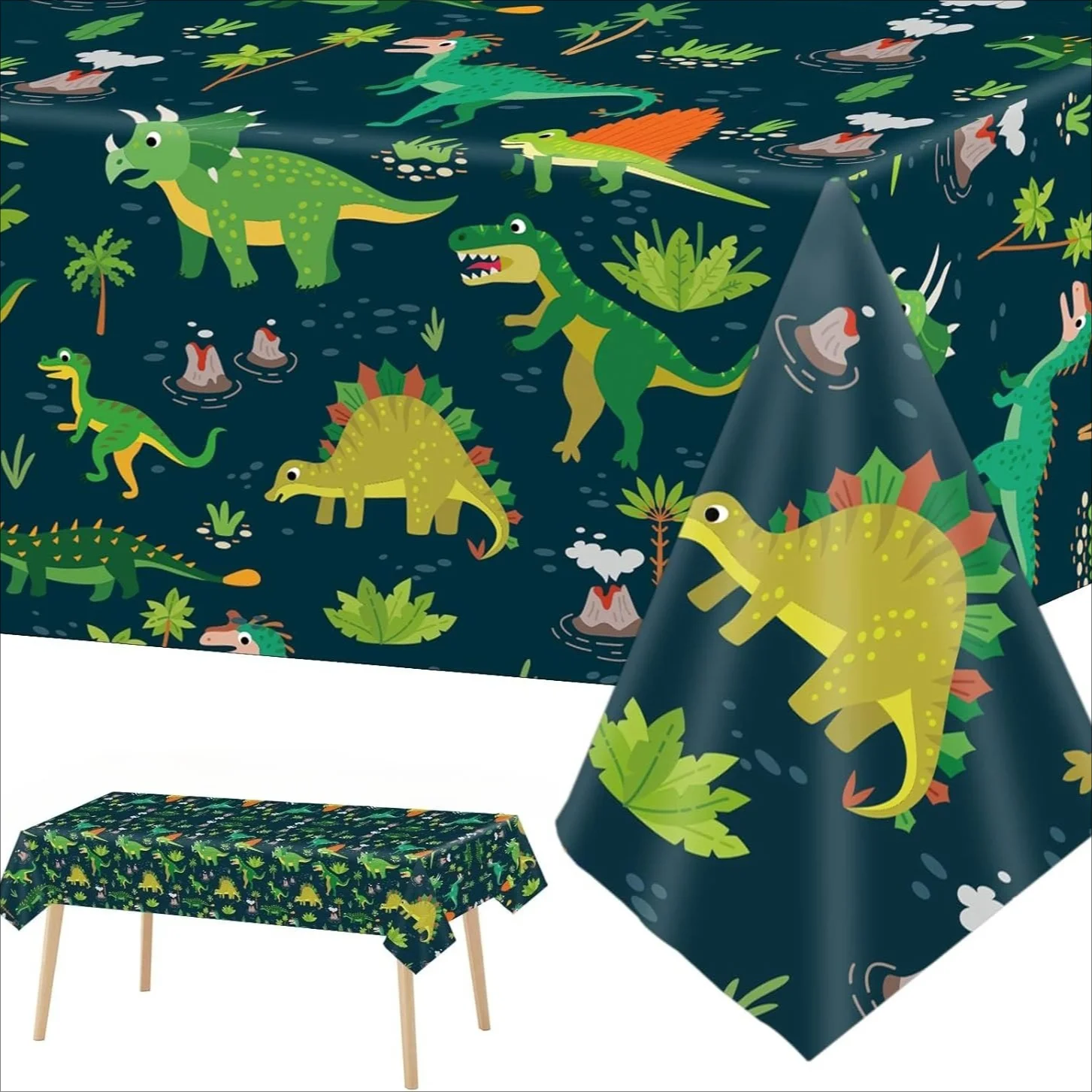 

Dinosaur Tablecloth Disposable PE 137x274cm for Boys Birthday Jurassic Party – Waterproof, Easy Clean, Cute Dino Print Theme