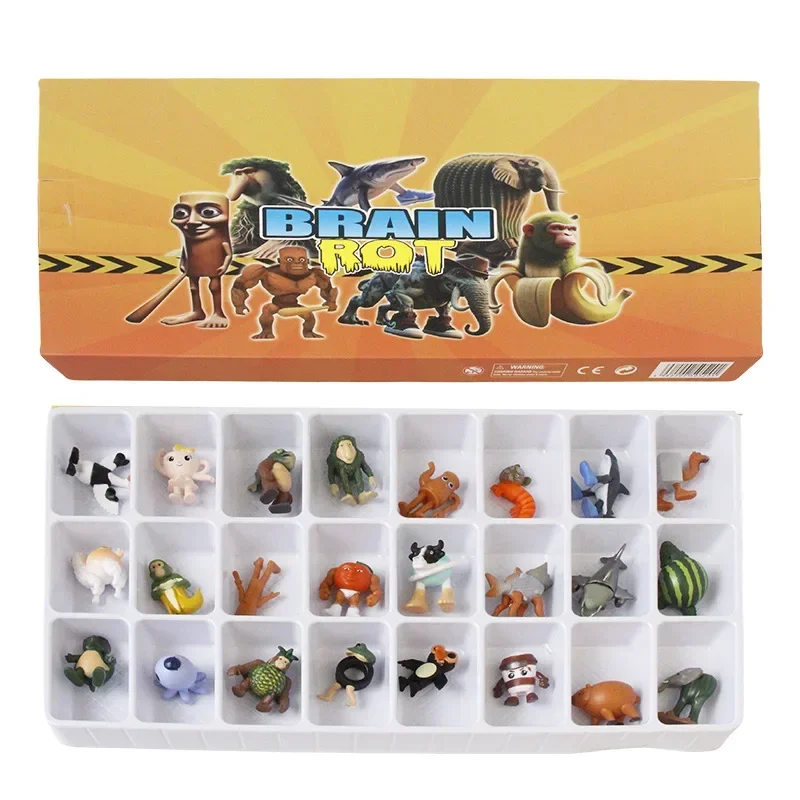 Cartoon Italian Brainrot Tung Tung Sahur 24Pcs Advent Calendar Box Model Tralalero Tralala Bombardino Crocodilo Shimpanzini Gift