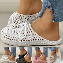 New Women's Openwork Slippers Non-slip Deodorant Breathable Flat Sandals Home Indoor Lazy Student  Gladiator