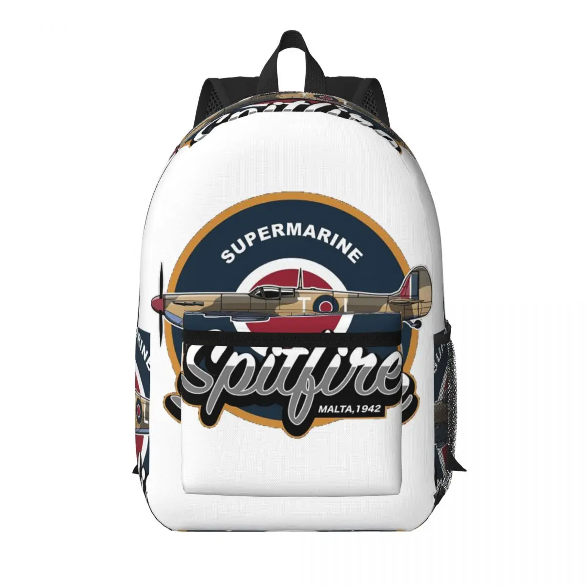 RAF Supermarine Spitfire Fighter Aircraft Plane Airplane Student Backpack School Bag Hiking Travel Daypack Bookbag Shoulder Bags