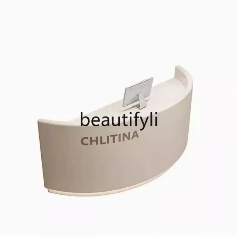 35Reception Desk Clothing Store Beauty Salon Bar Counter Yoga Studio Medical Academy Reception Desk Curved Cashier Front Desk