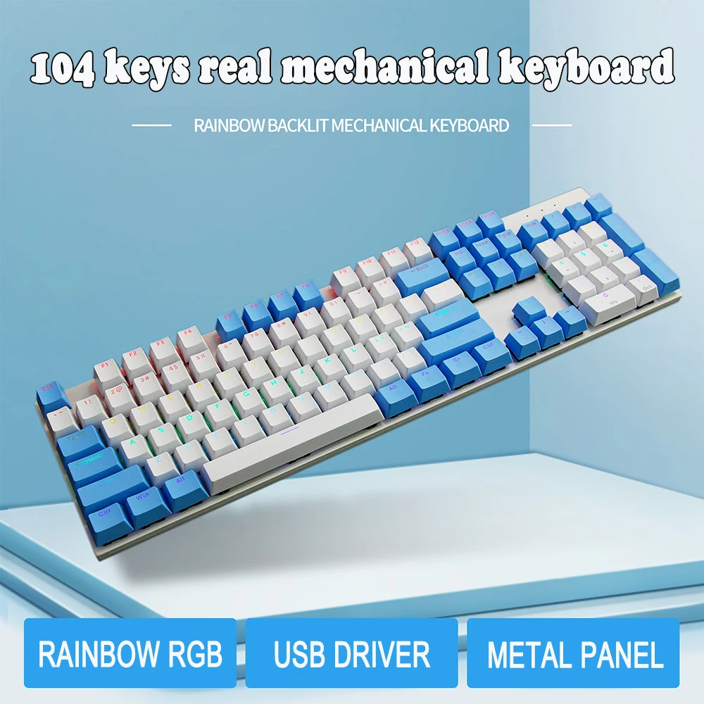 

104 Keys Gaming Keyboard Wired Keyboard Color Matching Backlit Mechanical Keyboard Computer Accessories For Desktop Laptop 키보드