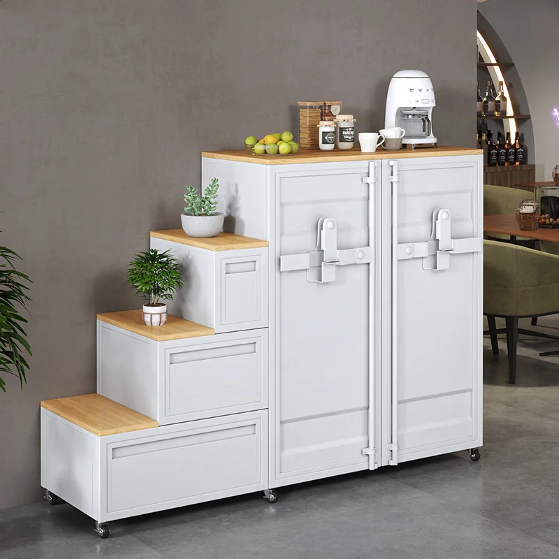 خزانة درج من الحديد المطاوع، خزانة، مساحة مشطوفة تحت الدرج، خزانة تخزين منحدر ثلاثي، خزانة، خزانة سلم مخصصة #4