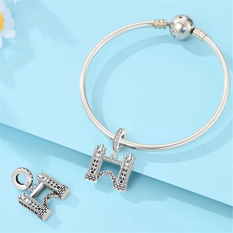 925 Sterling Silber Reise-Anhänger „Rund um die Welt“ mit Beijing, Paris, Mailand für Damen, passend für Original-Armbänder, DIY-Schmuckgeschenke – Detail 10