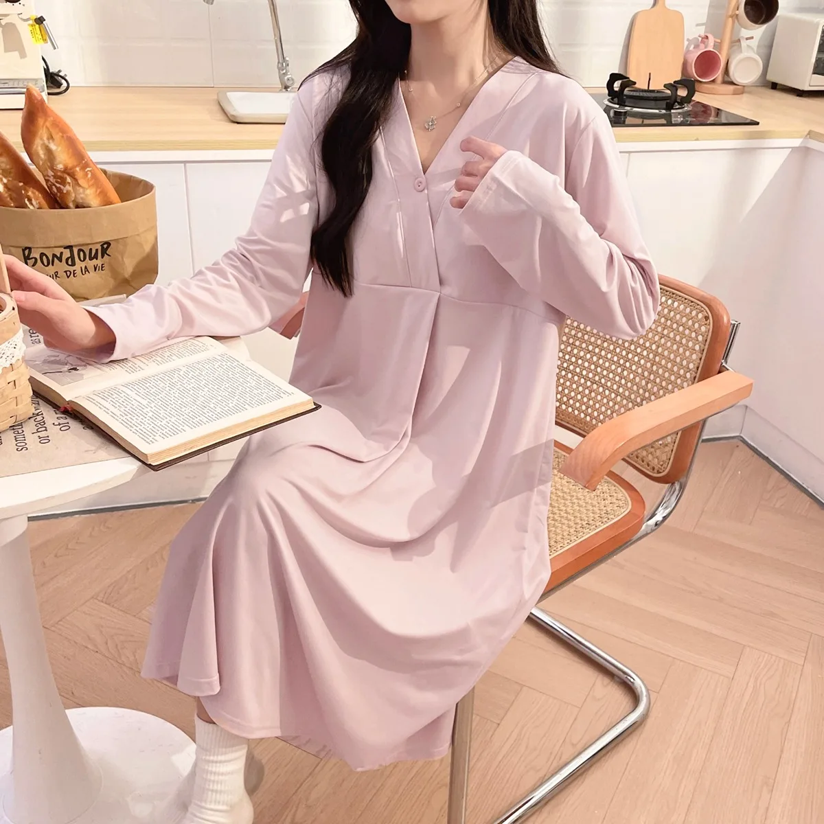 2025 Spring Maternity Lactation Shirts Postpartum Women Cotton Nursing Dressess Breastfeeding Clothes Lactation Nightgown Dress