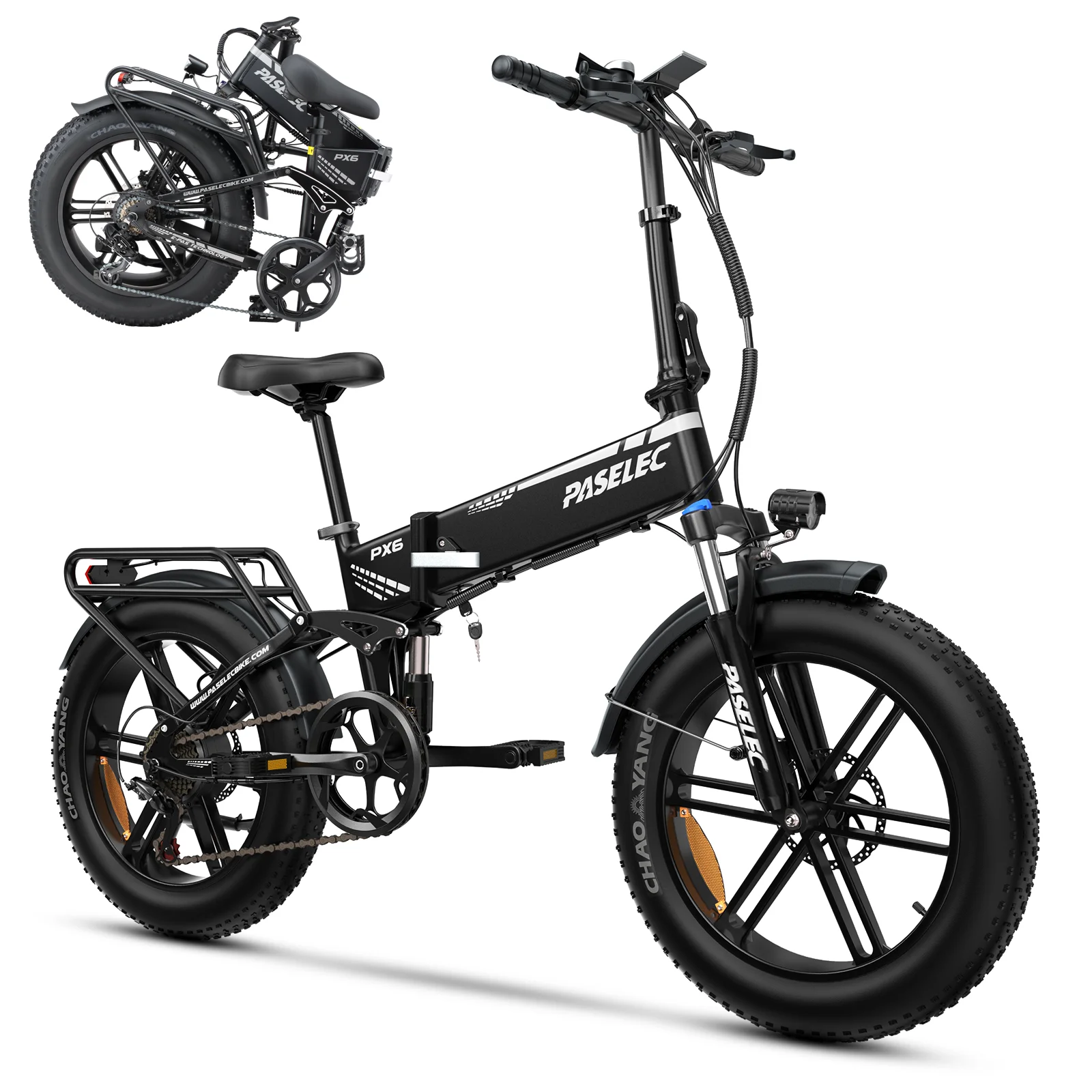 PX6 E-bike 750W borstelloze motor 48V13AH batterij Dubbele vering Opvouwbare elektrische fiets 20-inch band All-terrain elektrische fiets