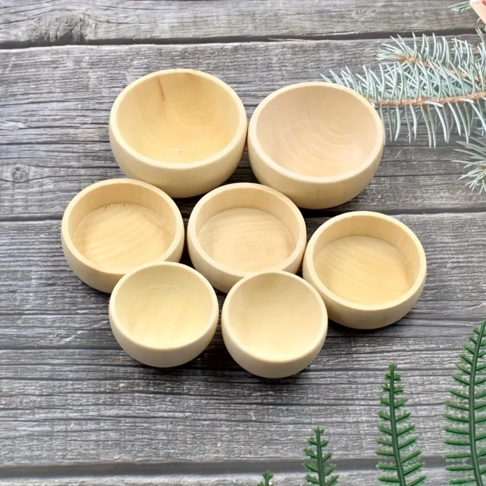 New DIY Unpainted Wood Bowls Mini Hand-Painted Small Wooden Bowls Handcraft Unfinished Wooden Bowls Painting