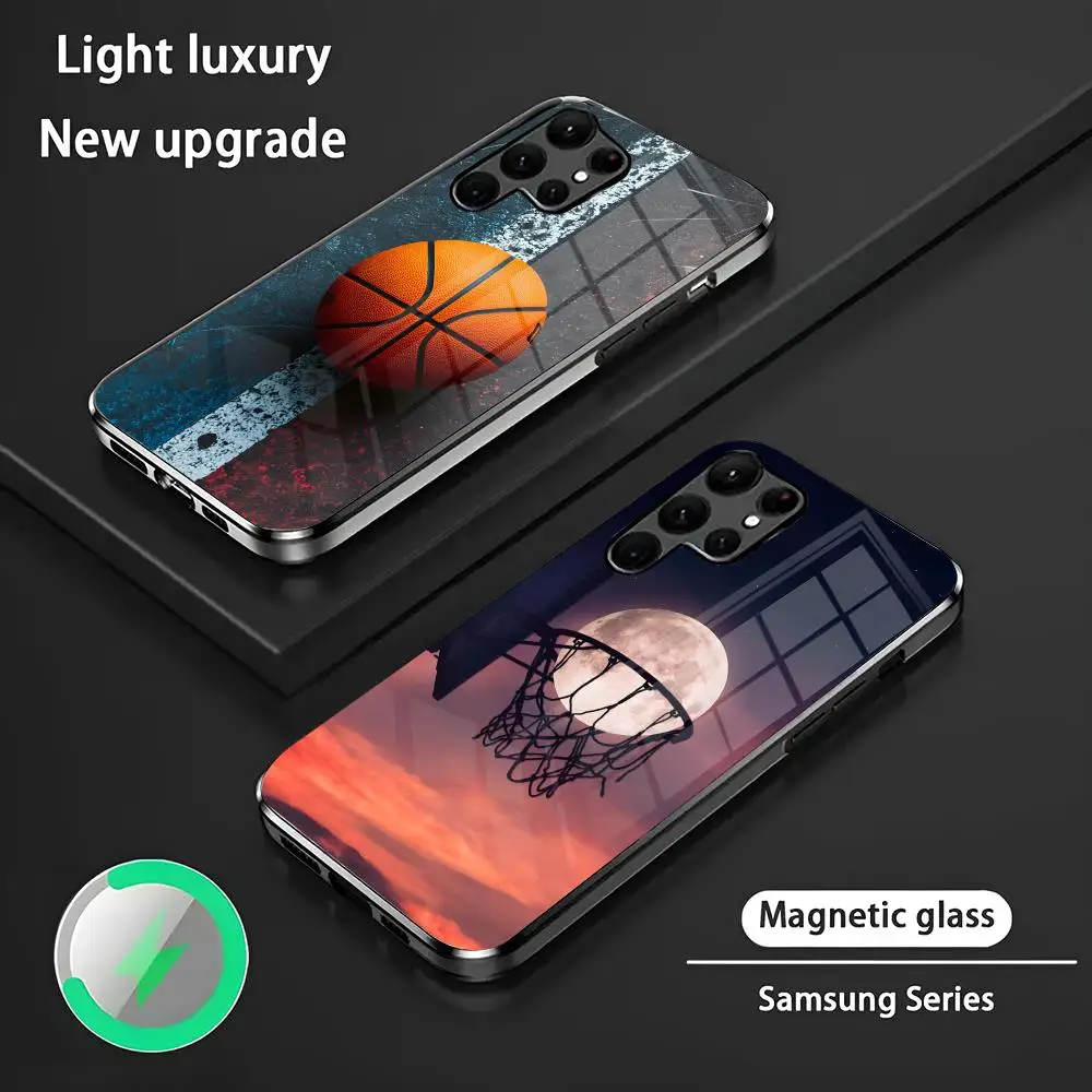 Basketball Phone Case S24 Ultra Cases Celulares For Samsung S24 S23 S22 S21 S20 Plus Ultra Note20 Glass Magnetic Phone Case