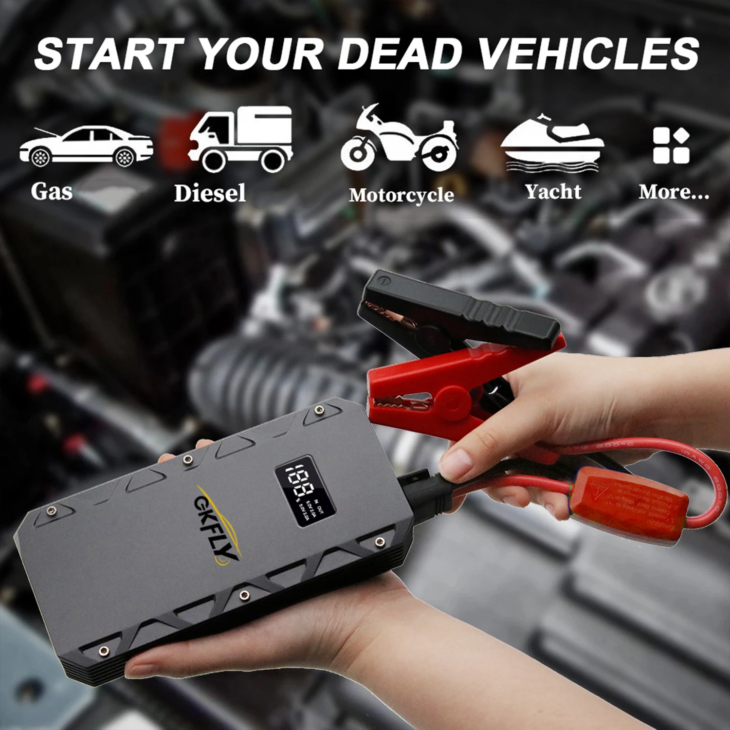 High Power 5000A Start Gerät Kabel 12V Booster Auto Starthilfe Tragbare Power Bank Auto Starter Für Batterie Ladegerät booster – Detail 1