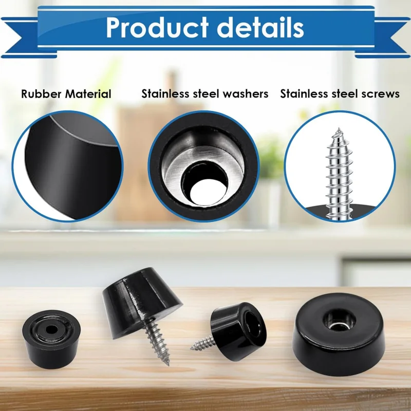 124 قطعة من ألواح القطع المطاطية مجموعة وسادات مصدات مع غسالة مدمجة من الفولاذ المقاوم للصدأ ومسامير الأثاث والأجهزة #3