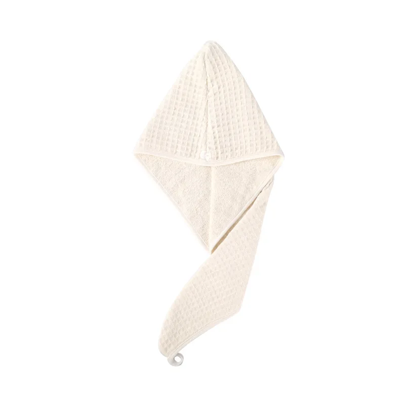 Waffle Thickened Double-layer Pure Cotton Dry Hair Cap Absorbent Bag Turban Wash Hair Wipe Head Towel Shower Cap