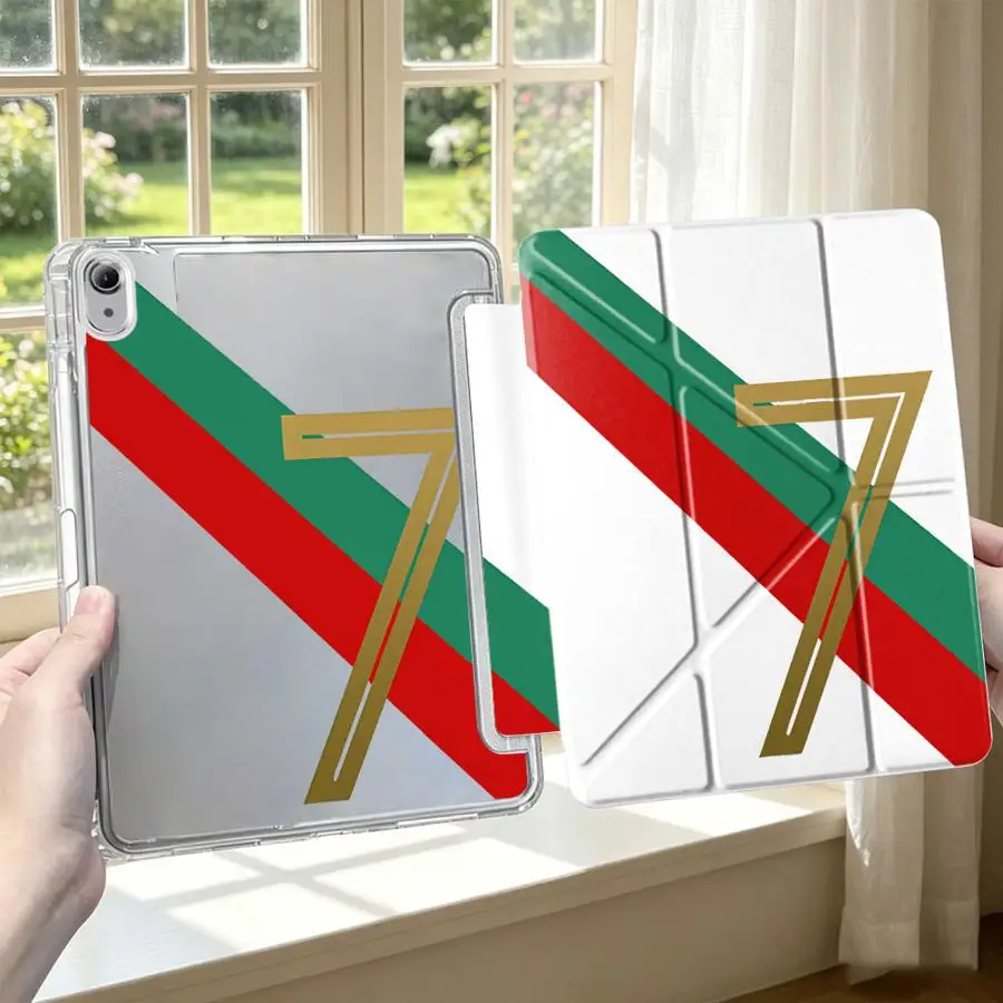 Red Green Number 7 With Pen Slot Cover Tablet Case For iPad 10th Gen Pro 13 2025 2026 11th 9th 12th Mini 7 6 5 Air 8 M2 M3 3
