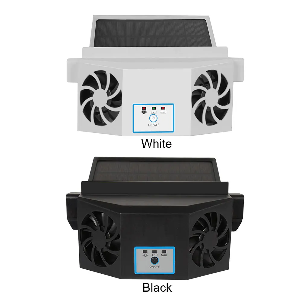 

Car Cooling Fan Solar Charging Auto Ventilation Fan 2.4V Auto Cooling Fan 2 Heads Radiator Ventilation System 4500RPM Auto Parts