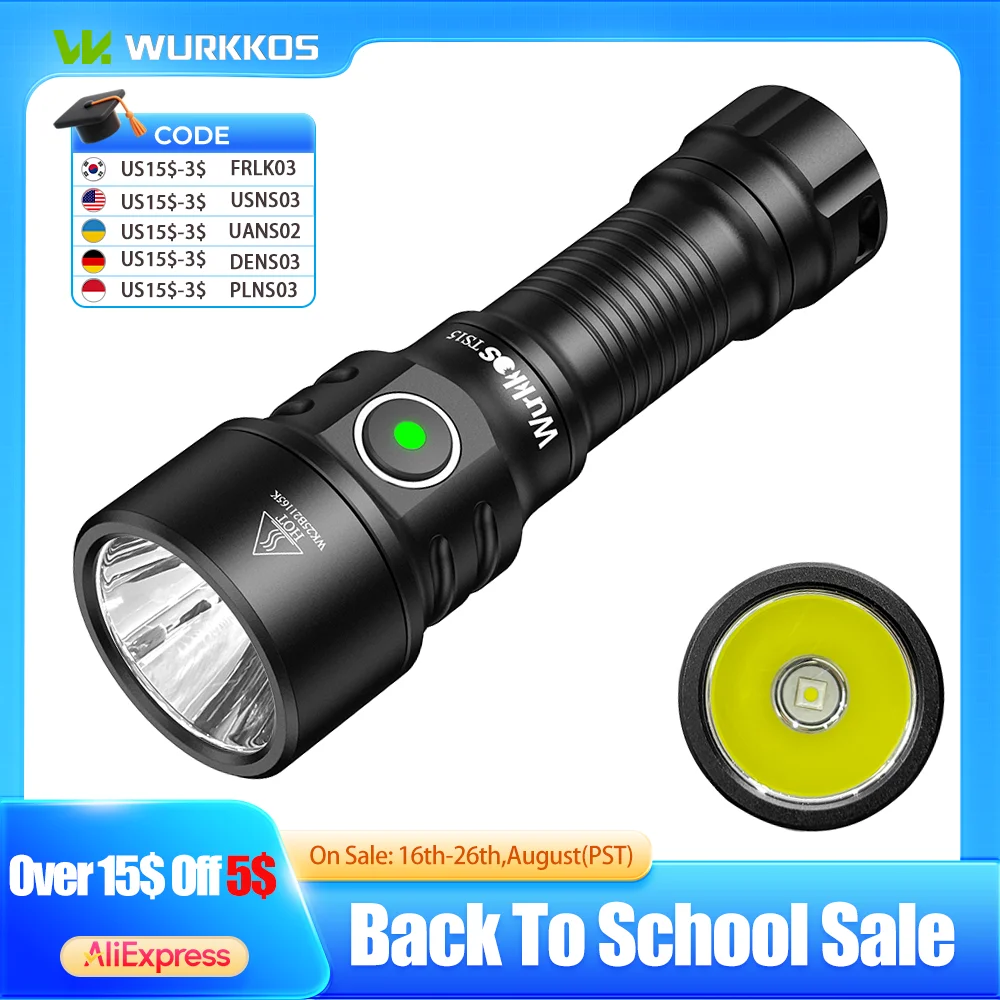 Wurkkos ts15 mini tocha 900lm recarregável lanterna led 14500/aa luz de trabalho portátil ip68 lâmpada magnética à prova dip68 água para caminhadas