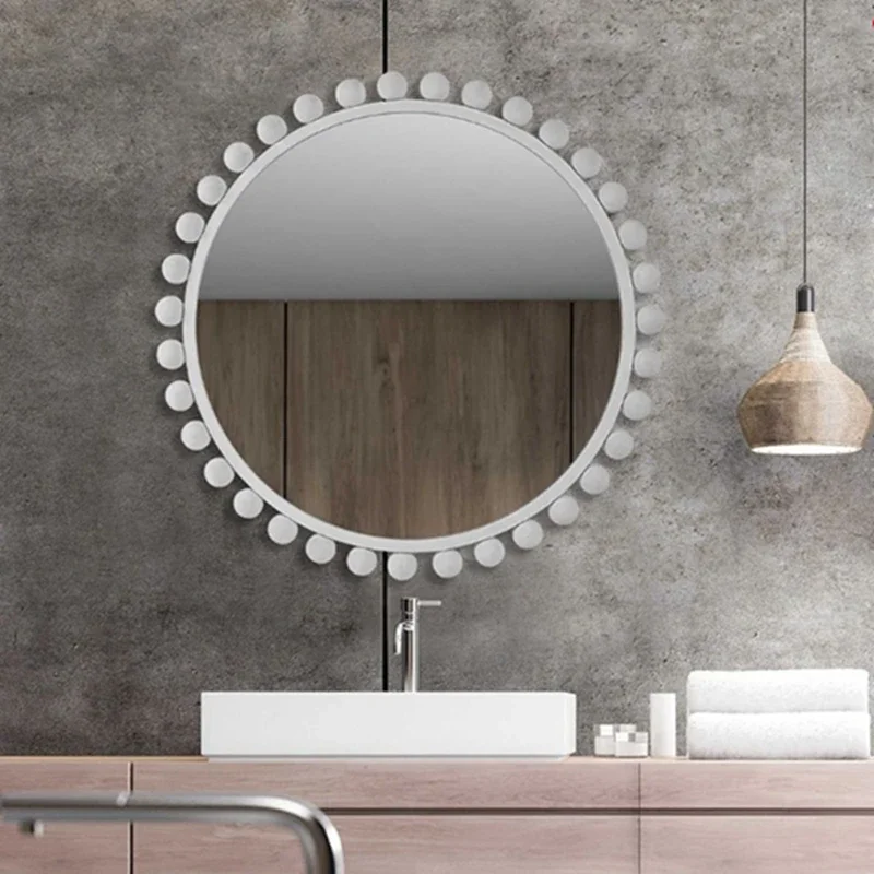 

B05 Washing, wrought iron mirror can be hung with hemp rope mirror, bathroom mirror with table art small wall pattern
