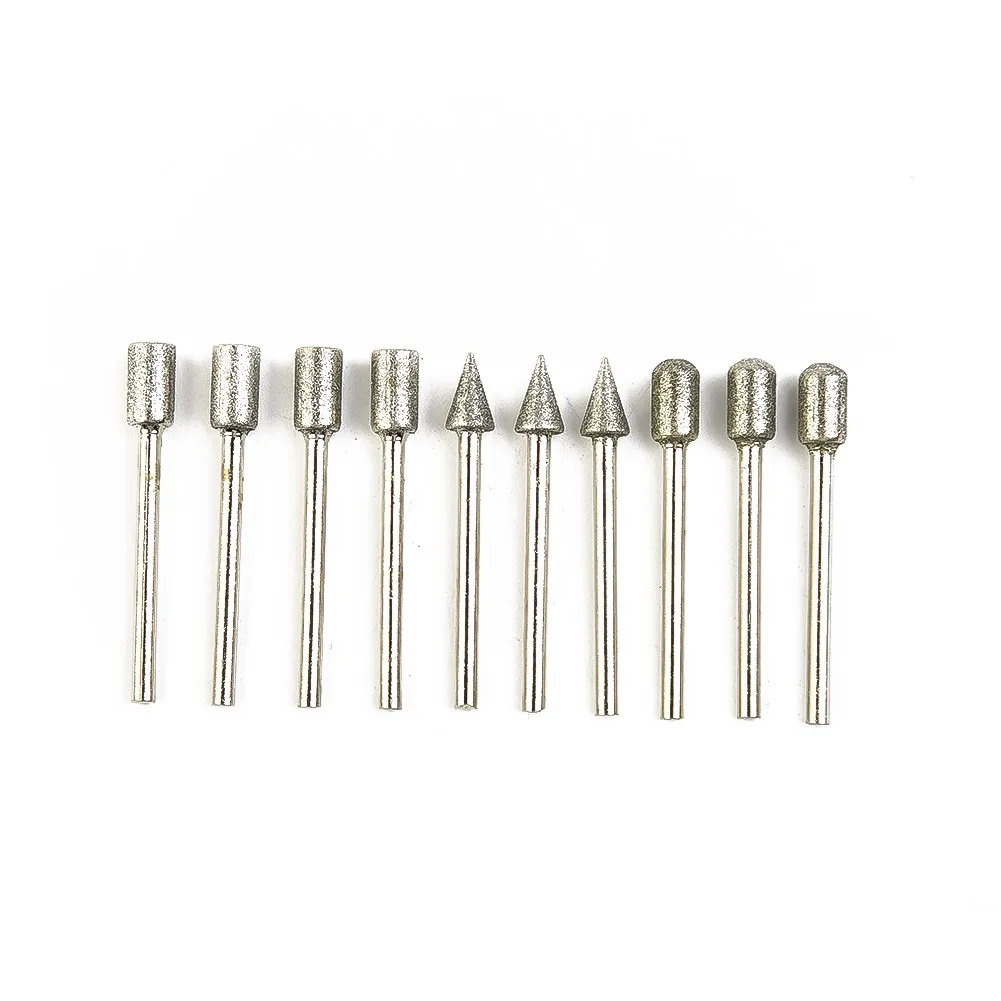 

20pcs 120 Grit 3mm Shank Electroplated Diamond Burr Set Drill Bit Set Rotary Grinding Tool For Plastic Wood Glass Metal Ceramics