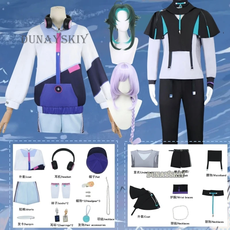 Spiel Genshin Impact Qiqi Cosplay Xiao Kostüm Uniform Perücke Anime Halloween Kostüme für Mädchen Spiel Unterstützung Anzug Uniform Cos Perücken