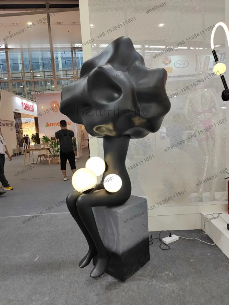 YJ postmodern human sculpture can illuminate hotel welcome character creative ornament