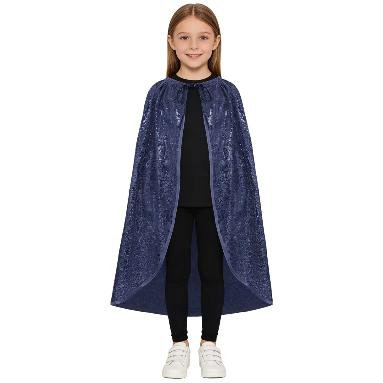 Sequins Witch Cloak Cape Costume Dress Up Accessories Shiny Sequins Long Cloak Halloween Cosplay Witch Costume Robe